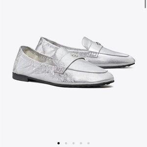 Tory Burch silver loafers